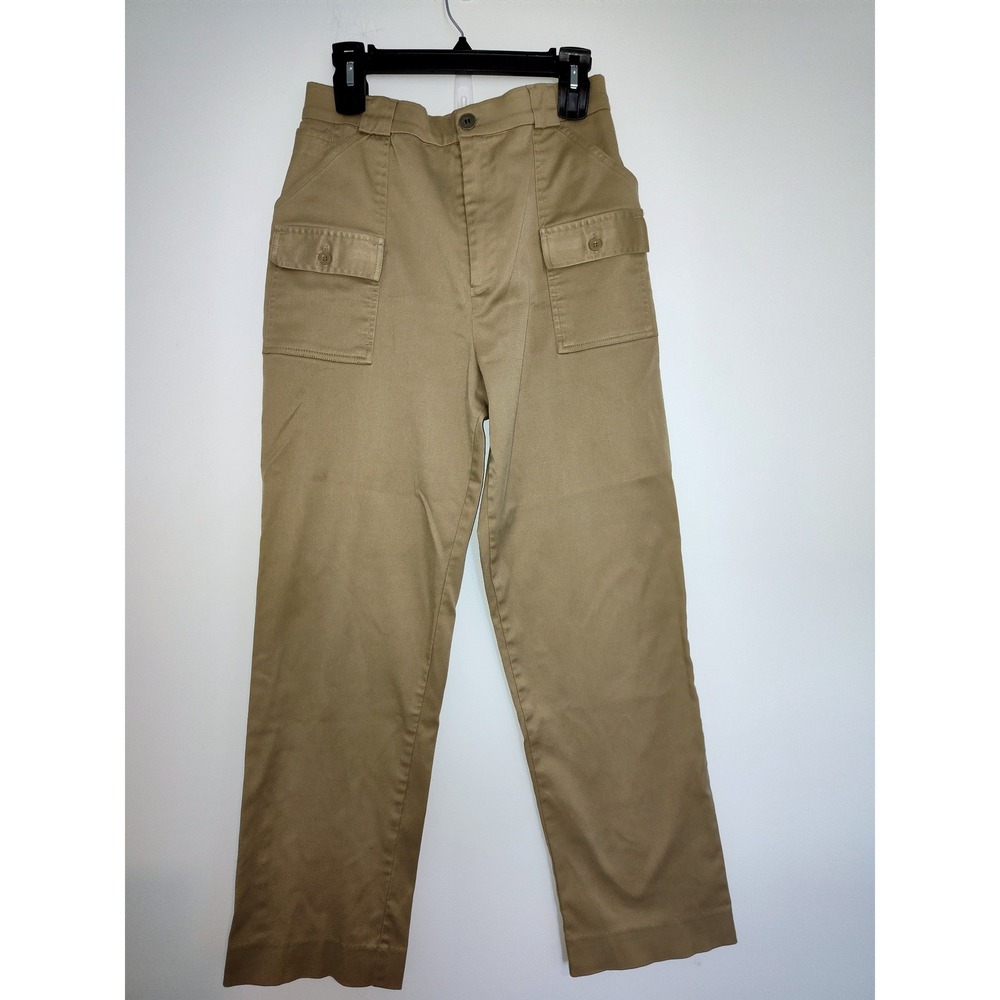 Vintage LL Bean Sport USA Khaki Cargo Pants High Waist Straight Leg Tan Size 14